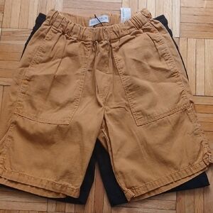 Zara Tan Cargo Shorts with Elastic Waistband